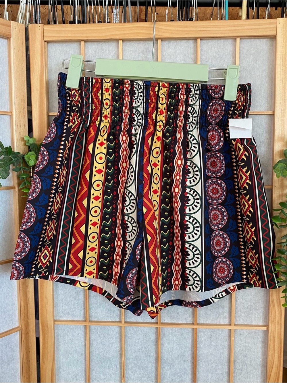 SHEIN Black Multicolor Tribal Print High Waist Shorts